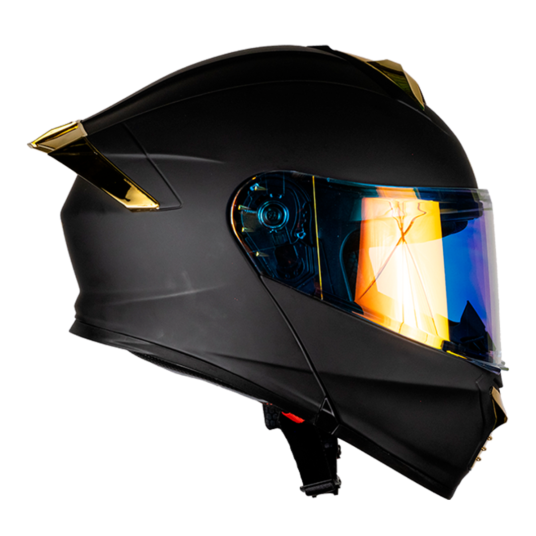 Foto 4 pulgar | Kov Casco Thunder Solido Negro Mate Dorado G