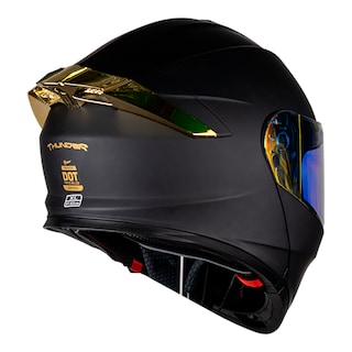 Foto 4 | Kov Casco Thunder Solido Negro Mate Dorado G