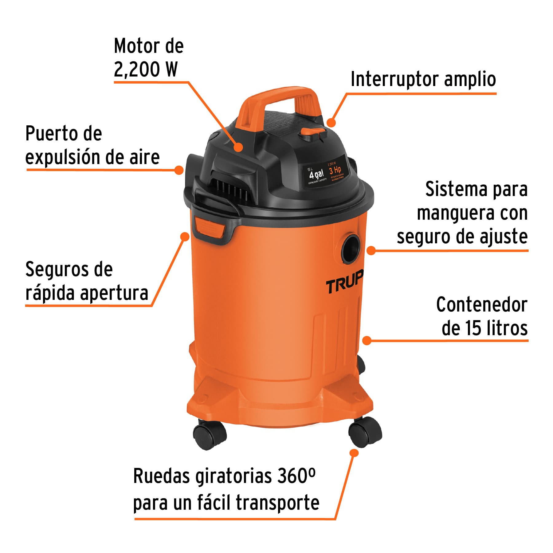 Foto 3 pulgar | Aspiradora de Sólidos y Líquidos de 4 Galones Truper Plástica