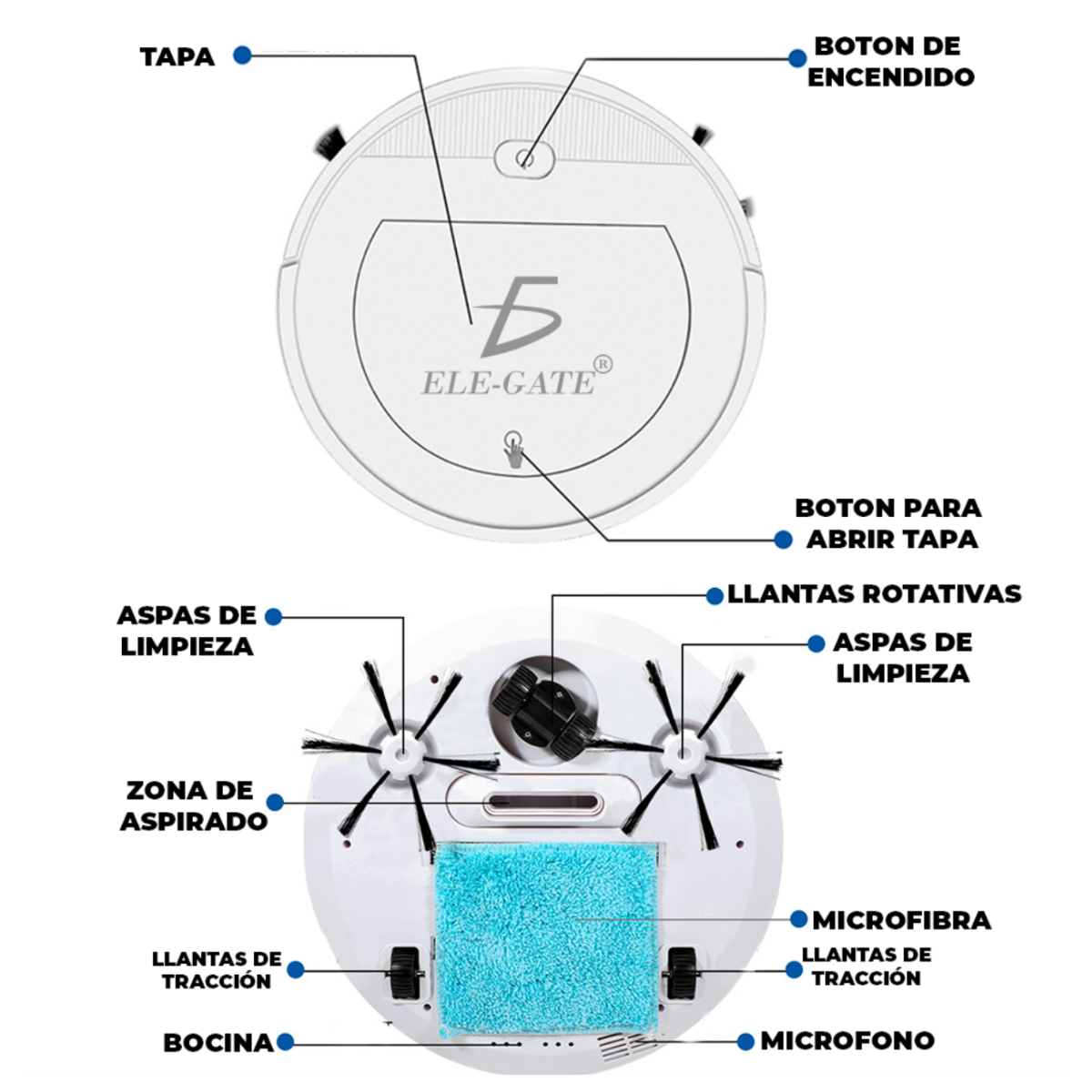 Foto 3 | Barredora Inteligente Elegate Recargable Blanca