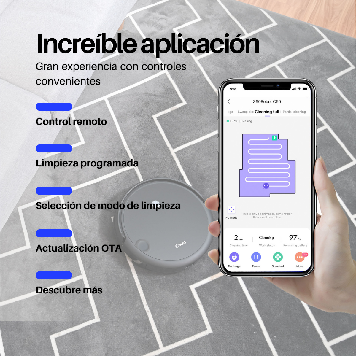 Foto 7 | Robot Aspiradora Inteligente C50 Barre, Trapea Y Autocarga Reacondicionada - Alexa Y Google