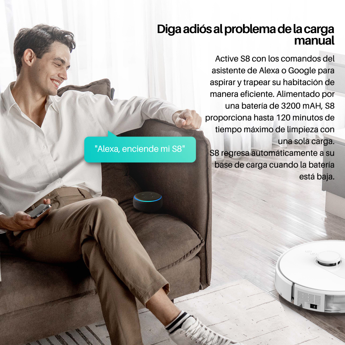 Foto 7 pulgar | Robot Aspiradora Inteligente S8 Barre, Trapea Y Autocarga Reacondicionada - Alexa Y Google