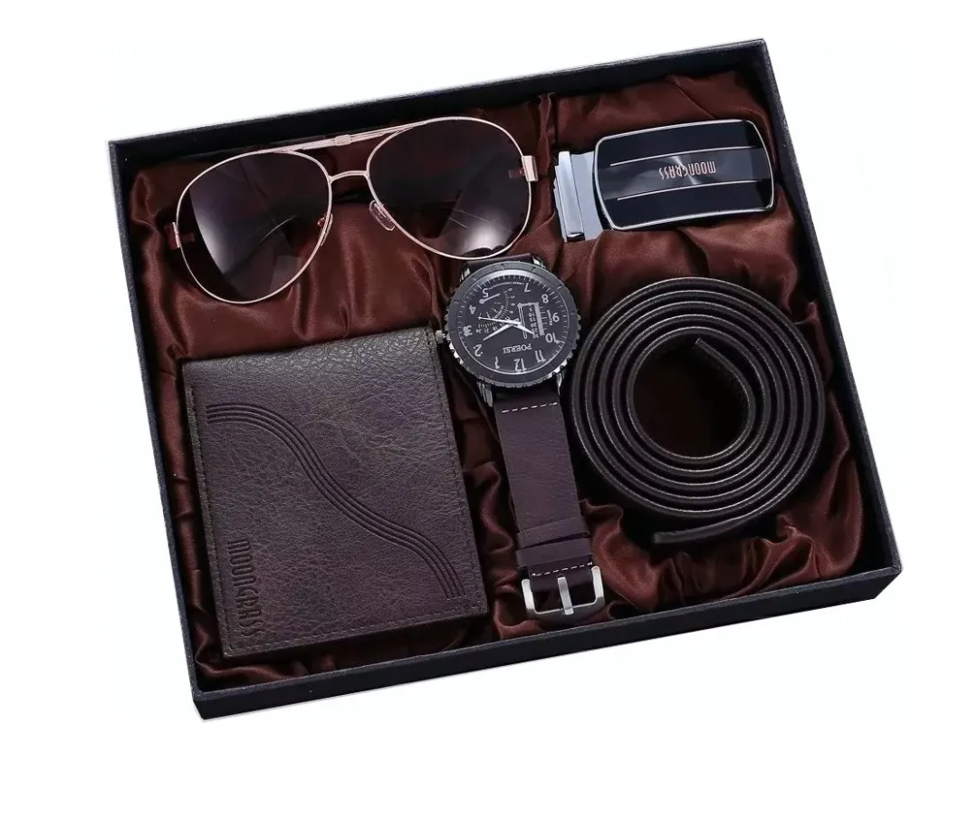 Foto 2 pulgar | Set de Cinturón con Cartera para Hombre 4 Piezas