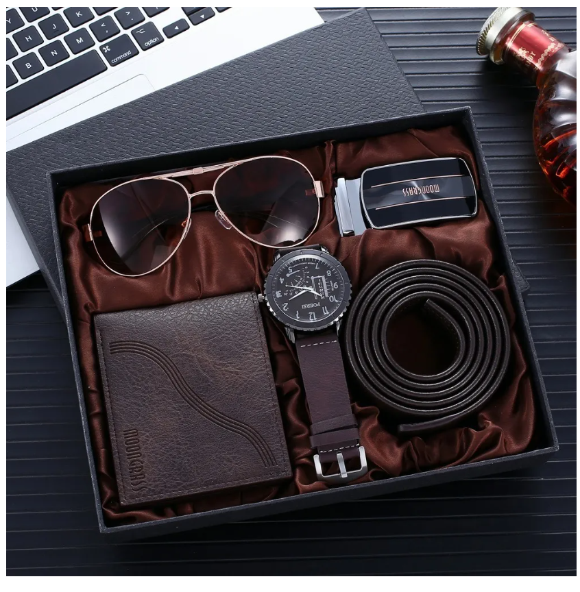 Foto 3 pulgar | Set de Cinturón con Cartera para Hombre 4 Piezas