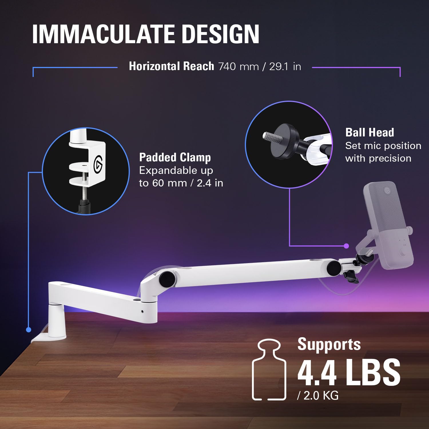 Foto 5 | Brazo Para Micrófono Elgato Wave Mic Arm Lp White Premium - Venta Internacional.