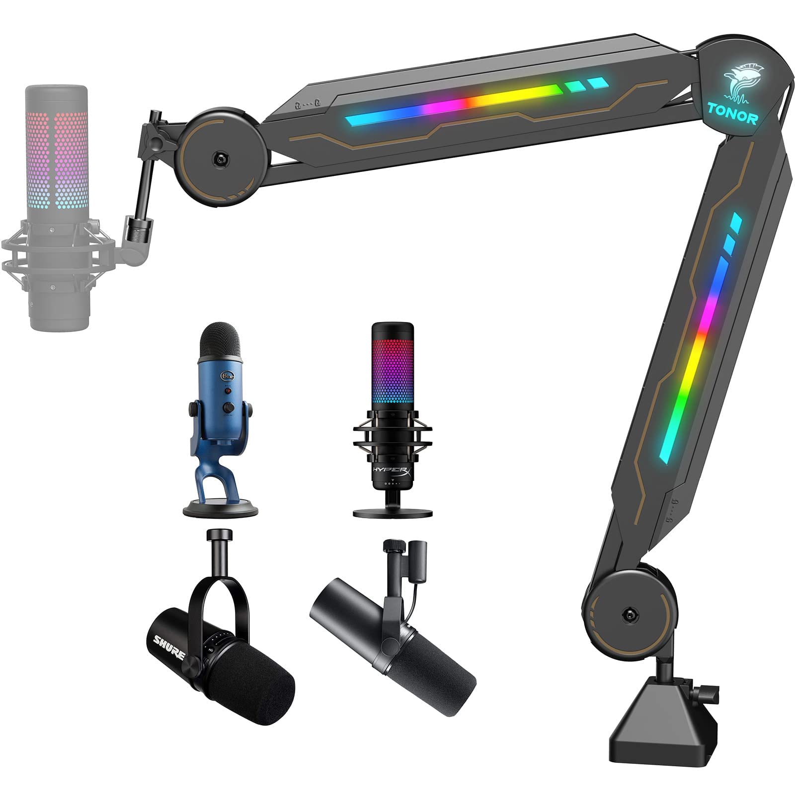 Foto 2 pulgar | Soporte De Micrófono Boom Arm Tonor T90 Con Luz Rgb Para Hyperx Quadcast - Venta Internacional.