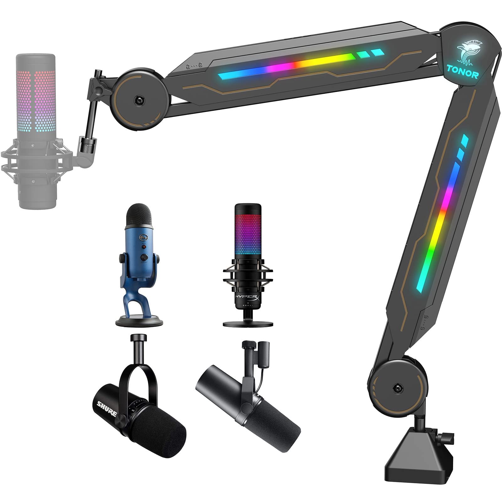 Soporte De Micrófono Boom Arm Tonor T90 Con Luz Rgb Para Hyperx Quadcast - Venta Internacional.