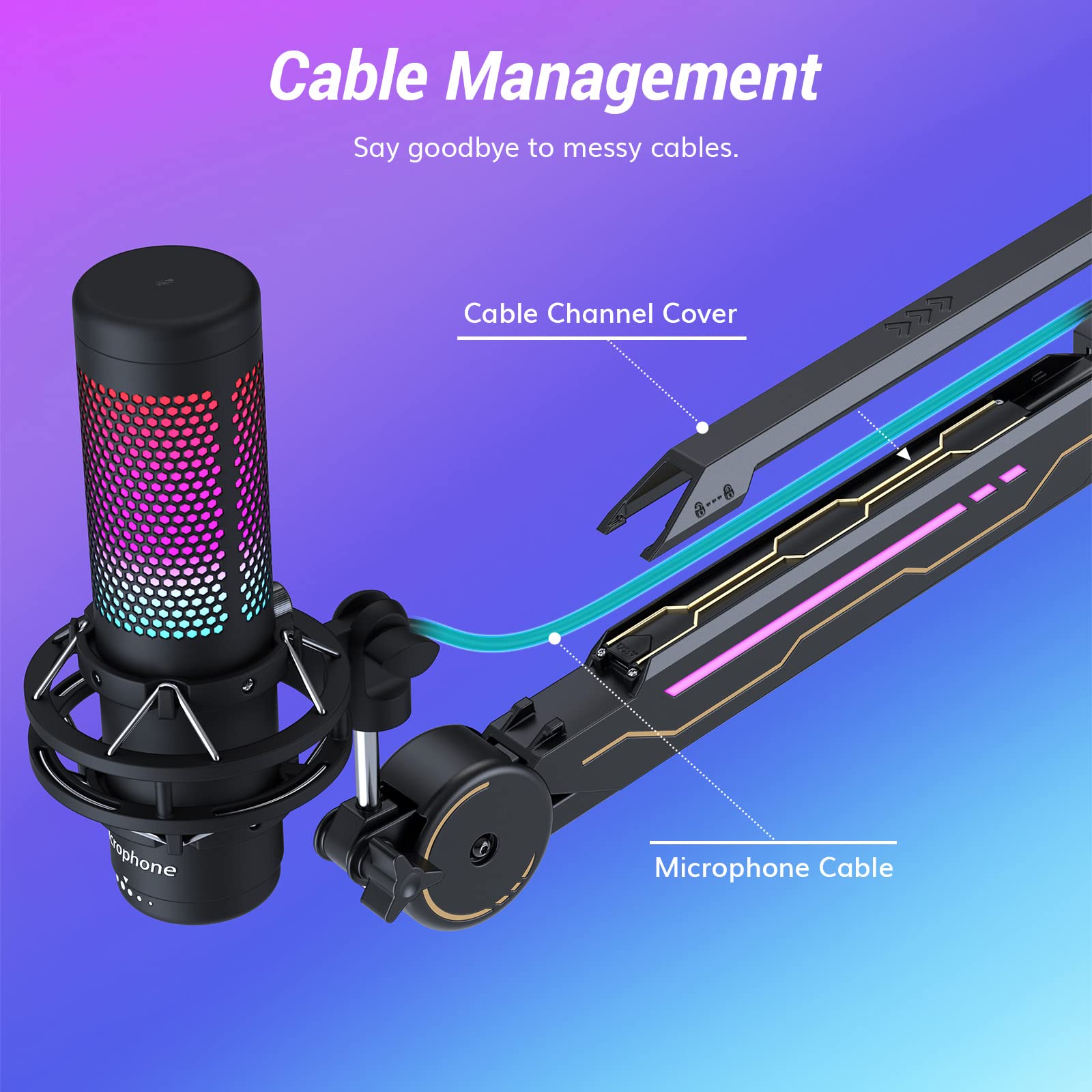 Foto 6 pulgar | Soporte De Micrófono Boom Arm Tonor T90 Con Luz Rgb Para Hyperx Quadcast - Venta Internacional.