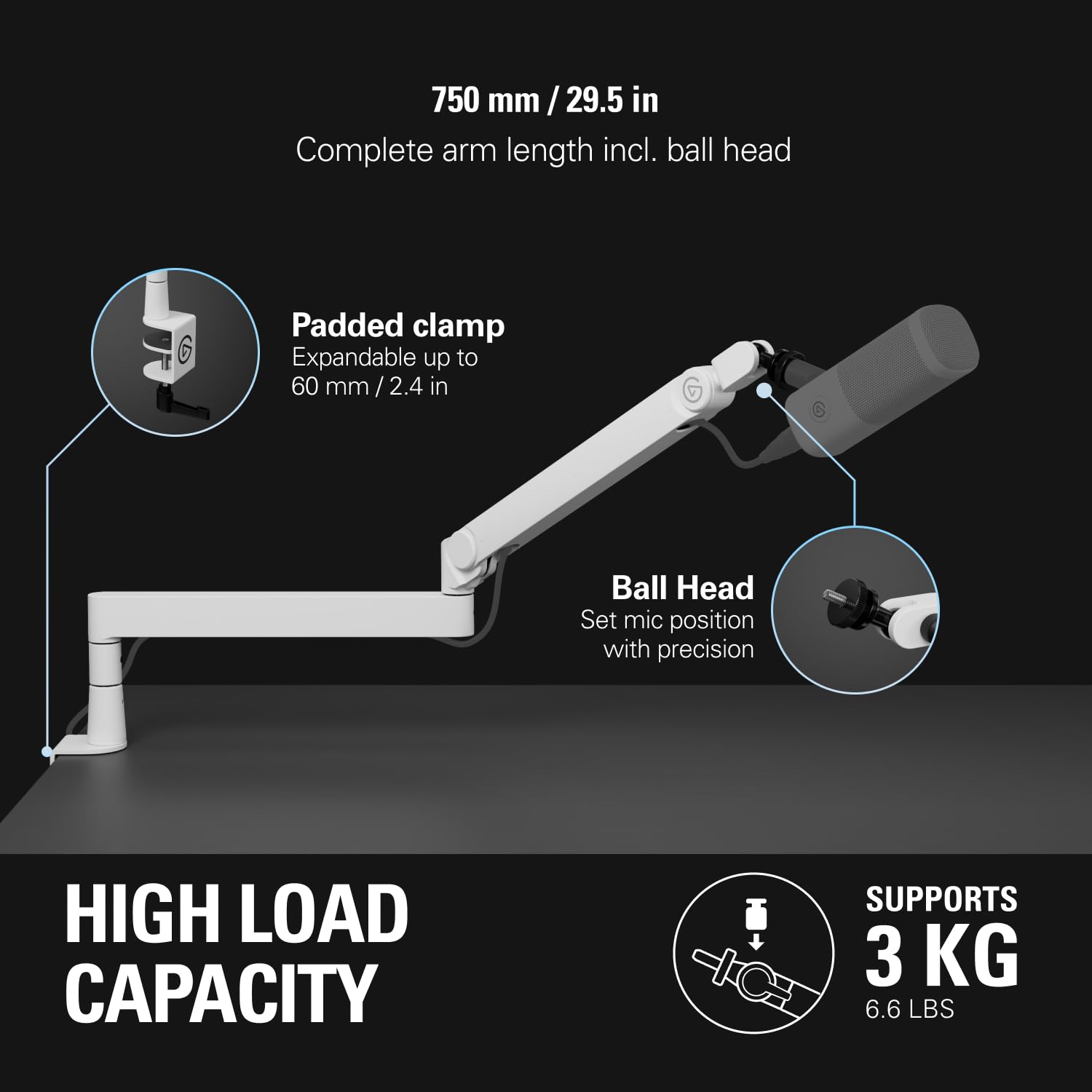 Foto 4 | Brazo para Micrófono Elgato Wave Mic Arm Pro Blanco- Venta Internacional