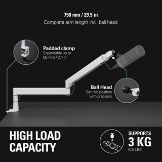 Foto 4 | Brazo para Micrófono Elgato Wave Mic Arm Pro Blanco- Venta Internacional