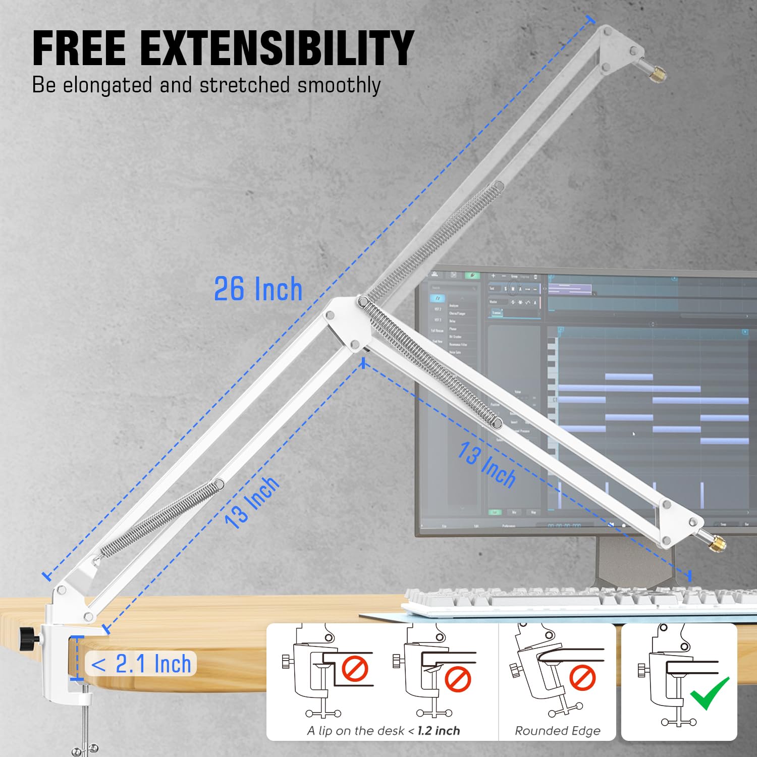 Foto 4 pulgar | Soporte De Brazo Para Micrófono Fifine Cs1 Blanco Para Estudio Doméstico - Venta Internacional.