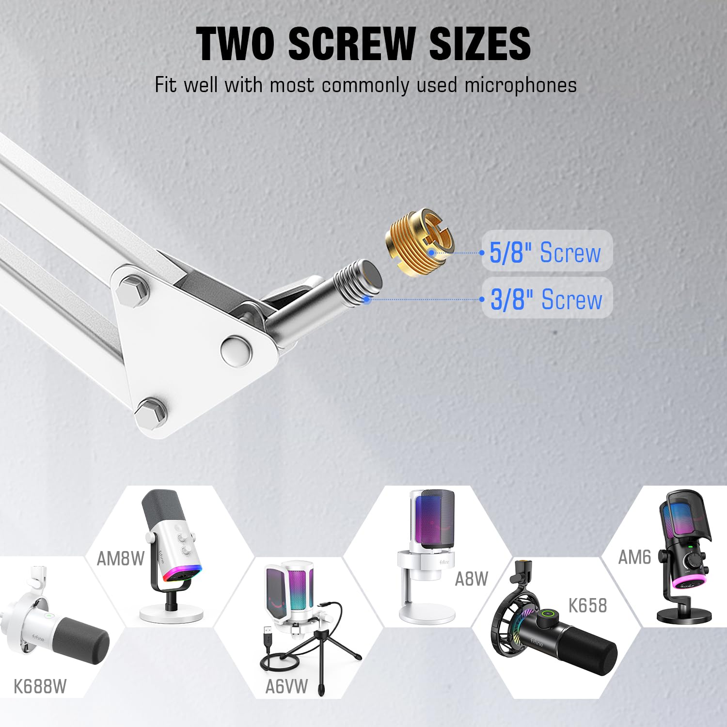 Foto 5 | Soporte De Brazo Para Micrófono Fifine Cs1 Blanco Para Estudio Doméstico - Venta Internacional.