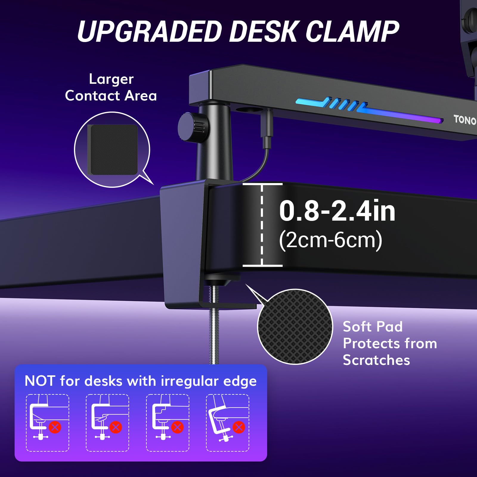 Foto 7 pulgar | Mic Boom Arm Tonor Rgb De Perfil Bajo Con Gestión De Cables - Venta Internacional.