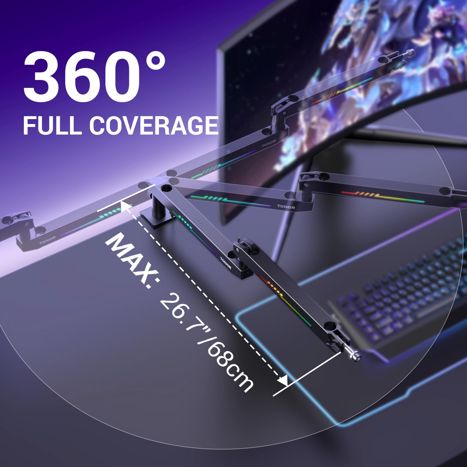 Foto 8 pulgar | Mic Boom Arm Tonor Rgb De Perfil Bajo Con Gestión De Cables - Venta Internacional.