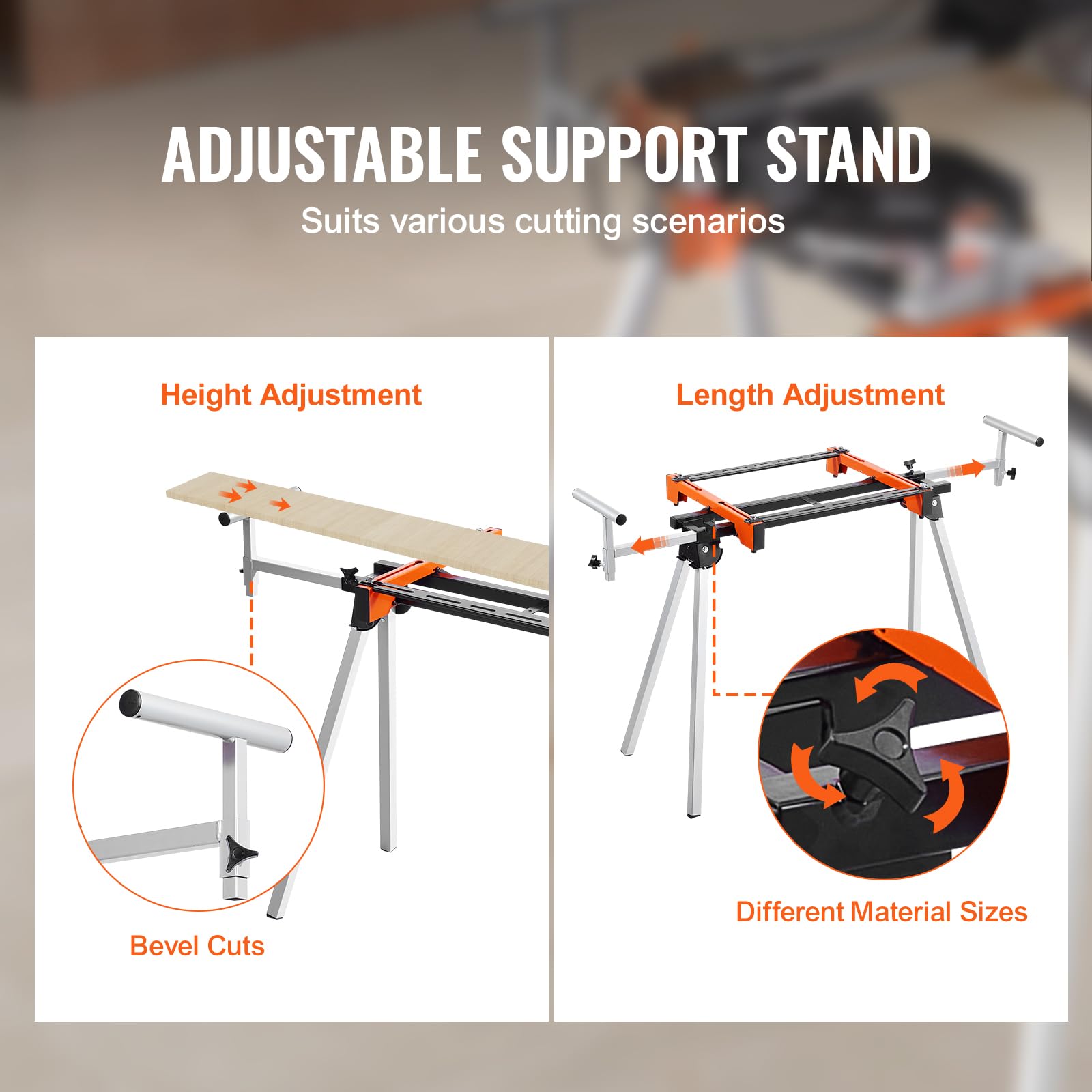 Foto 5 pulgar | Soporte Plegable Para Sierra Ingletadora Vevor De 80 Pulgadas Con 300 Libras - Venta Internacional.
