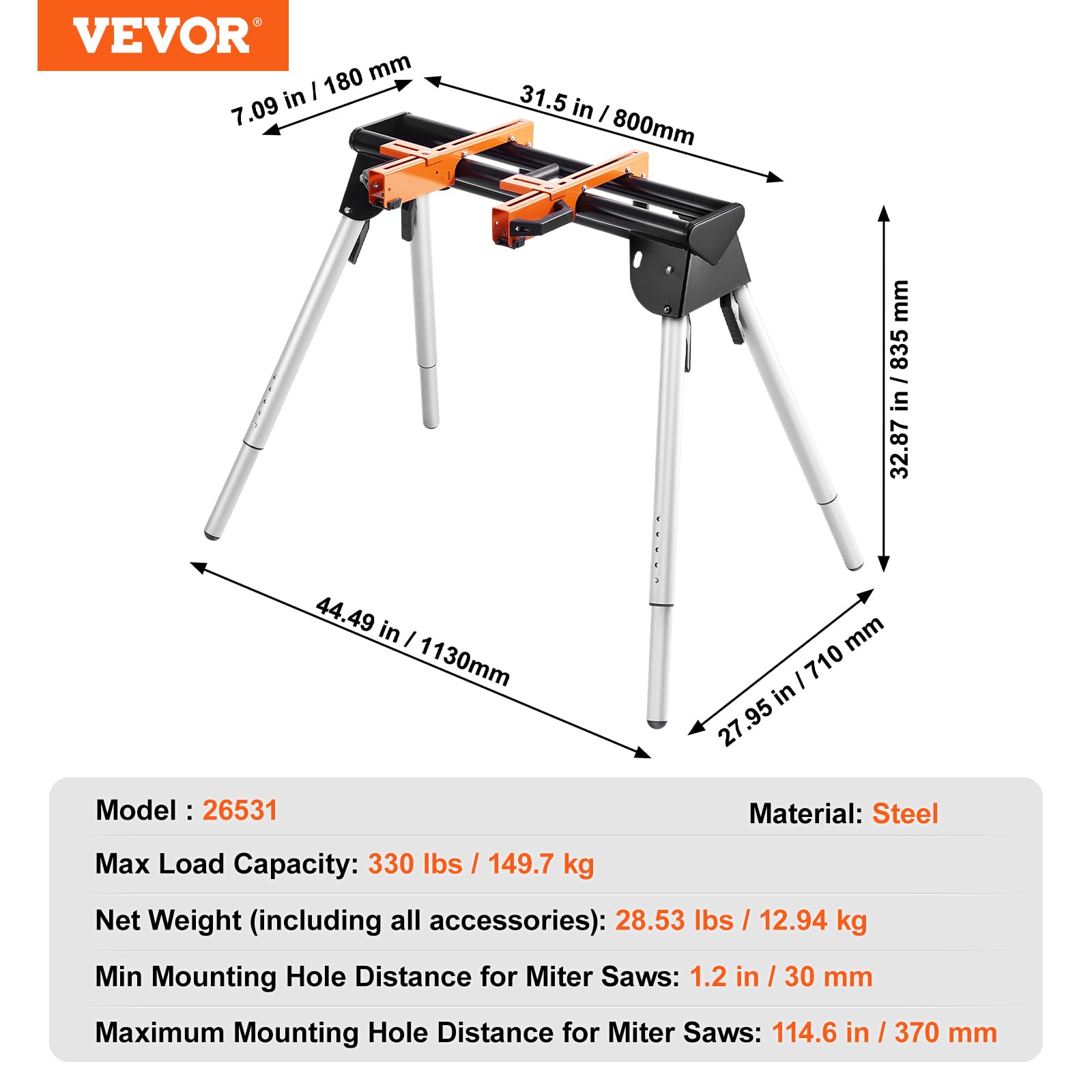 Foto 8 pulgar | Soporte Para Sierra Ingletadora Vevor De 36 Cm Con Soporte De Montaje Integrado - Venta Internacional.