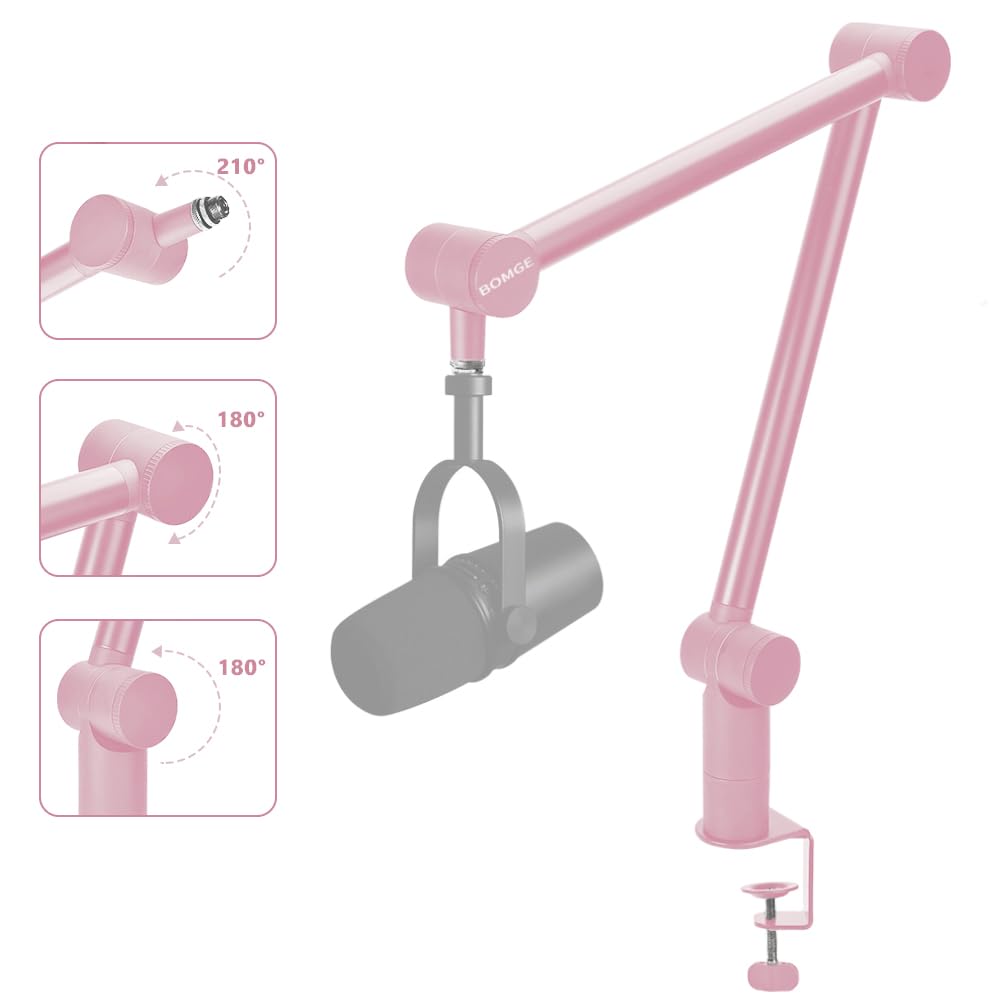 Foto 6 | Soporte Para Micrófono Boom Arm Bomge Ajustable, Resistente, Rosa - Venta Internacional.