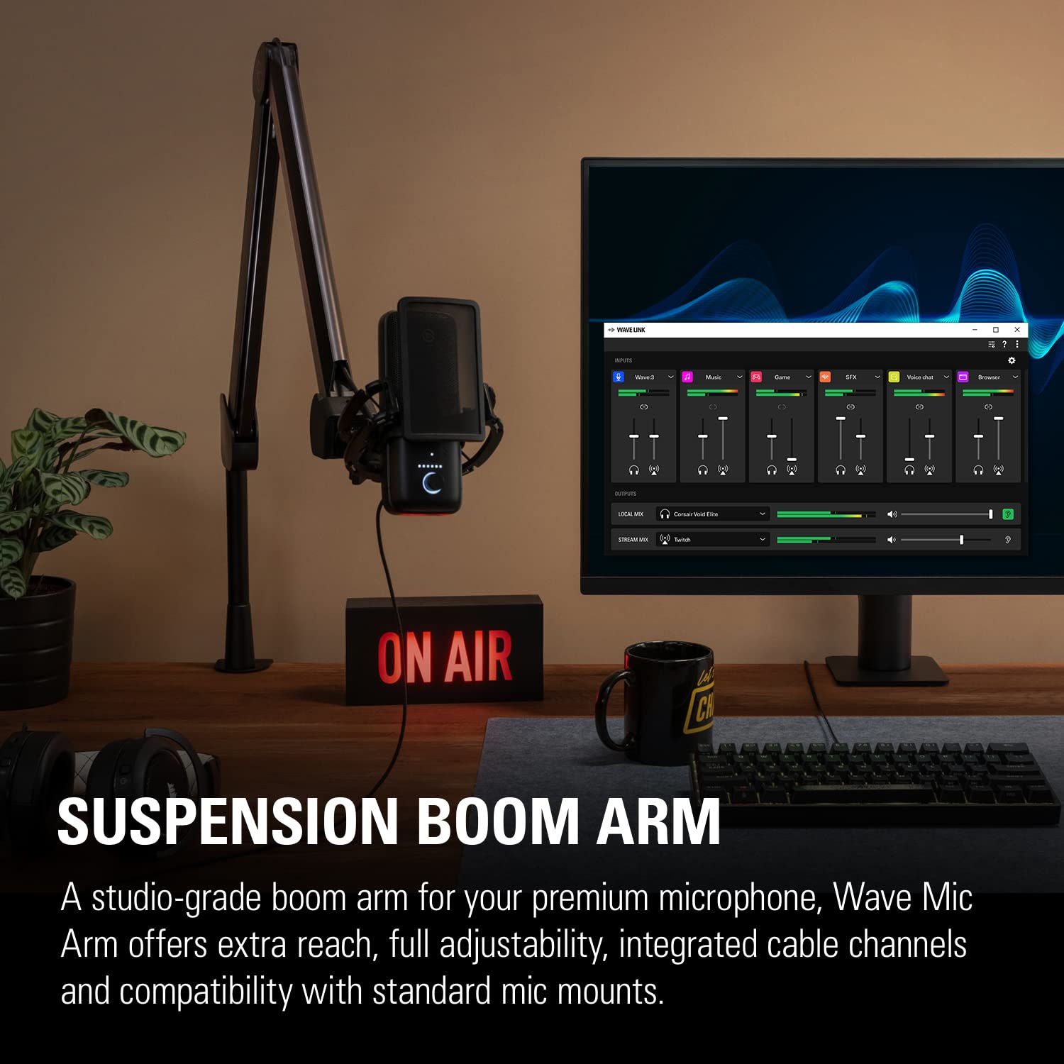 Foto 3 pulgar | Brazo De Micrófono Broadcasting Boom Arm Elgato Wave Con Gestión De Cables - Venta Internacional.