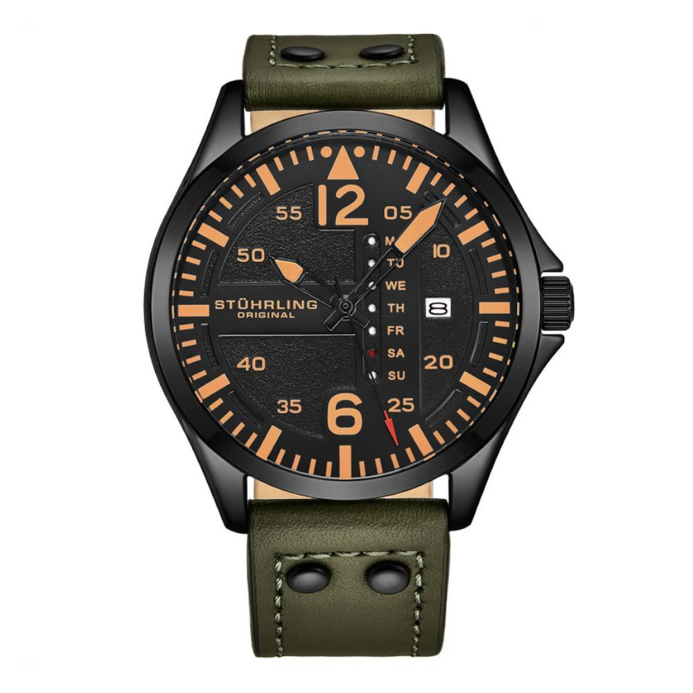 Reloj Stührling Mx Cuarzo Aviator3916 51 mm color Verde