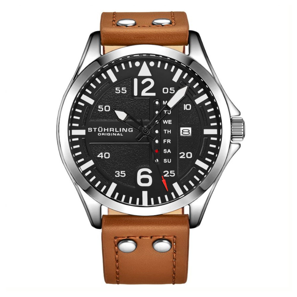 Reloj Stührling Mx Cuarzo Aviator3916 51mm color Café