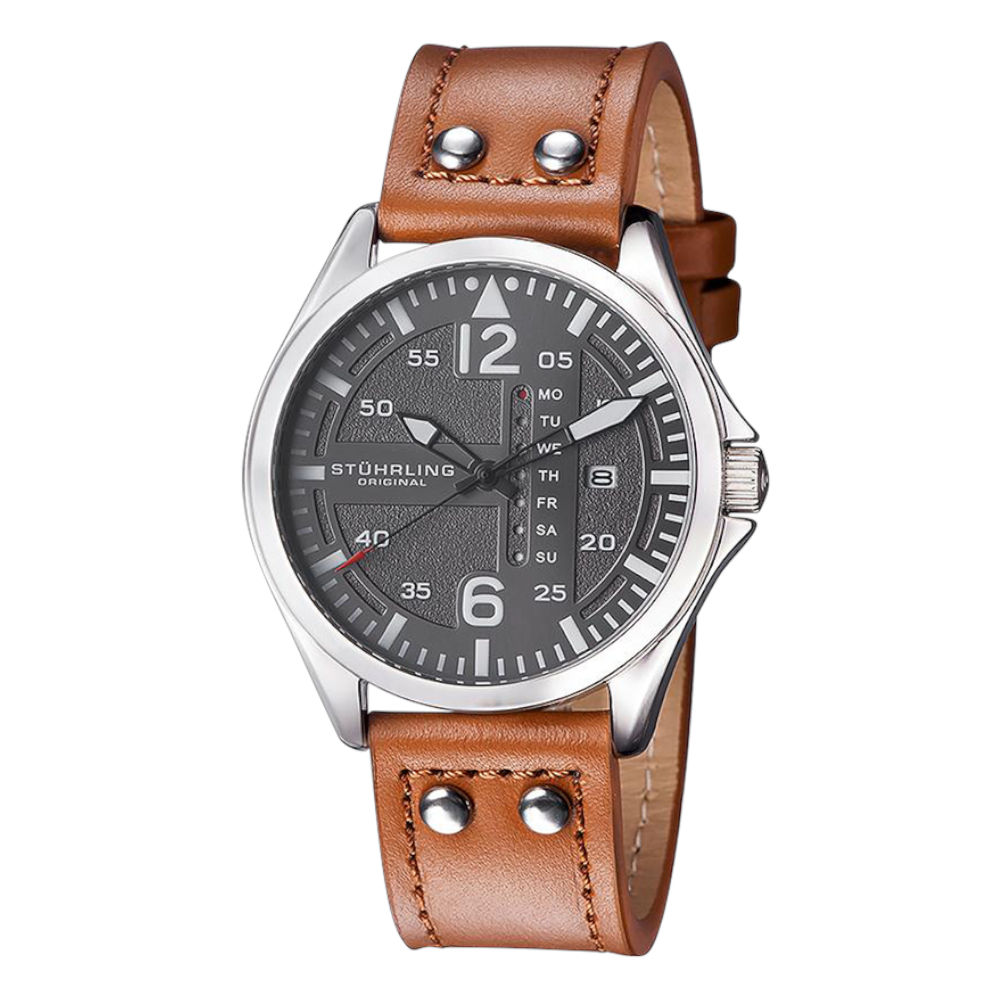 Foto 4 pulgar | Reloj Stührling Mx Cuarzo Aviator3916 51mm color Café