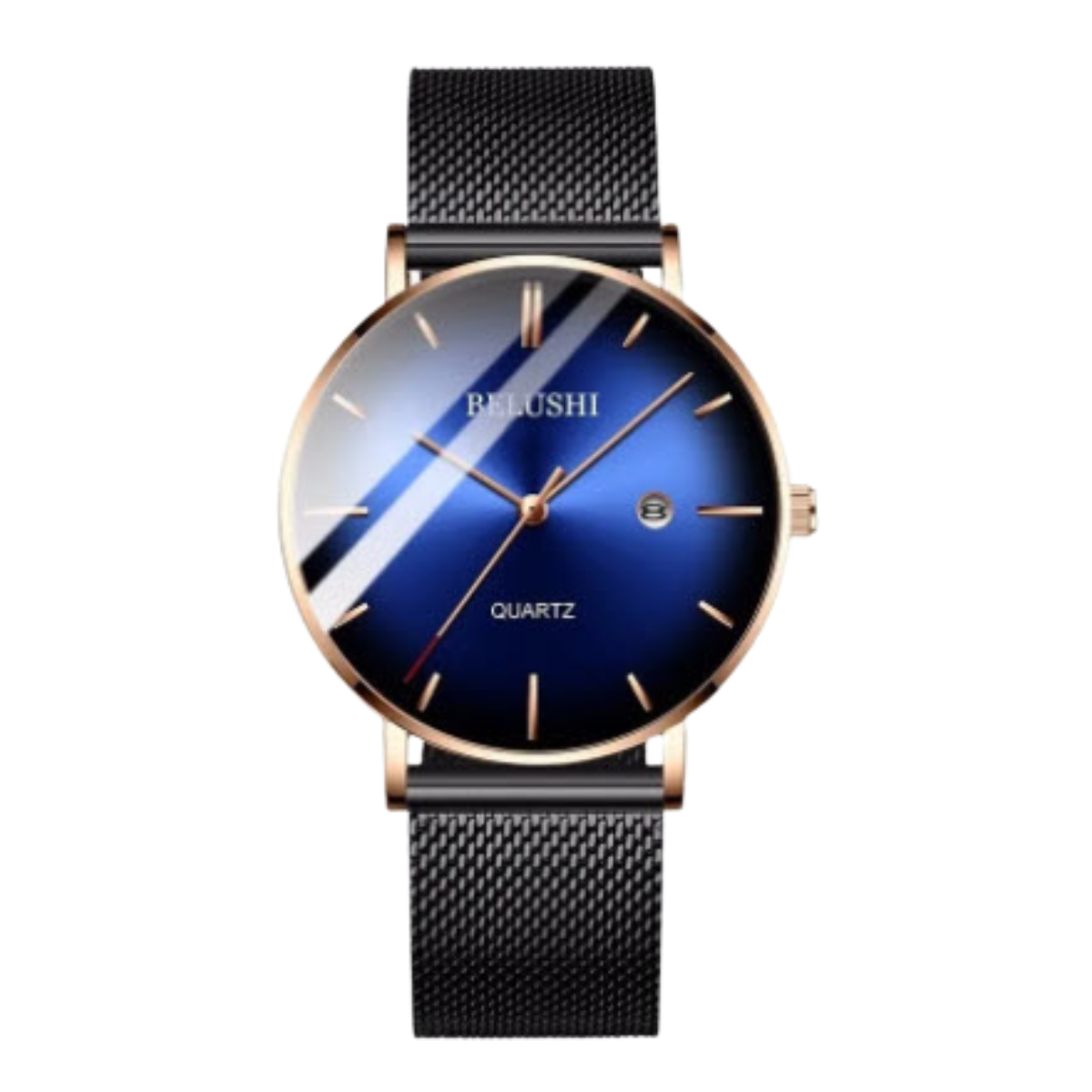 Reloj de Cuarzo Malubero para Caballero Elegante Negro con Dorado