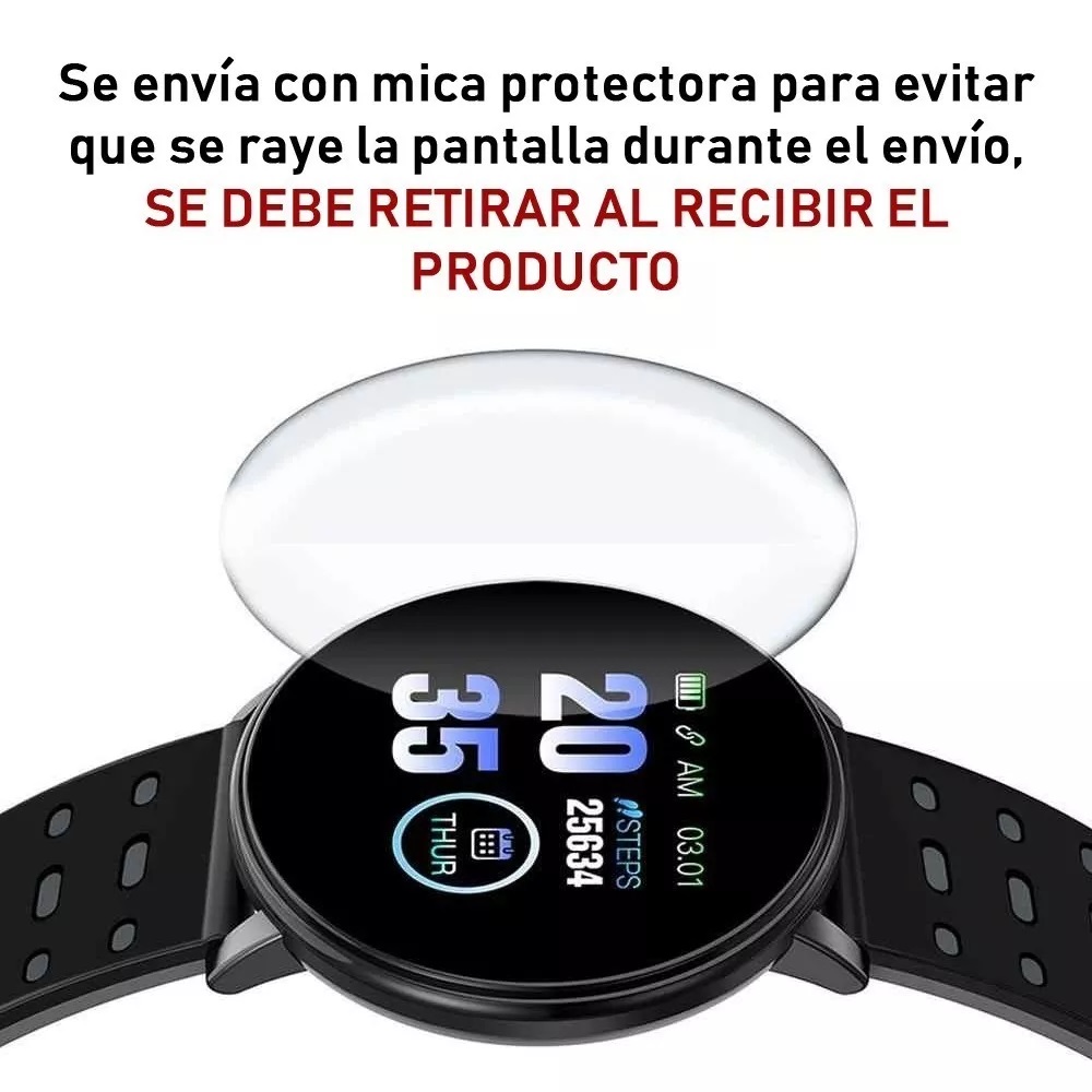 Foto 6 pulgar | Smartwatch con Bluetooth Genérica 119 Plus color Negro