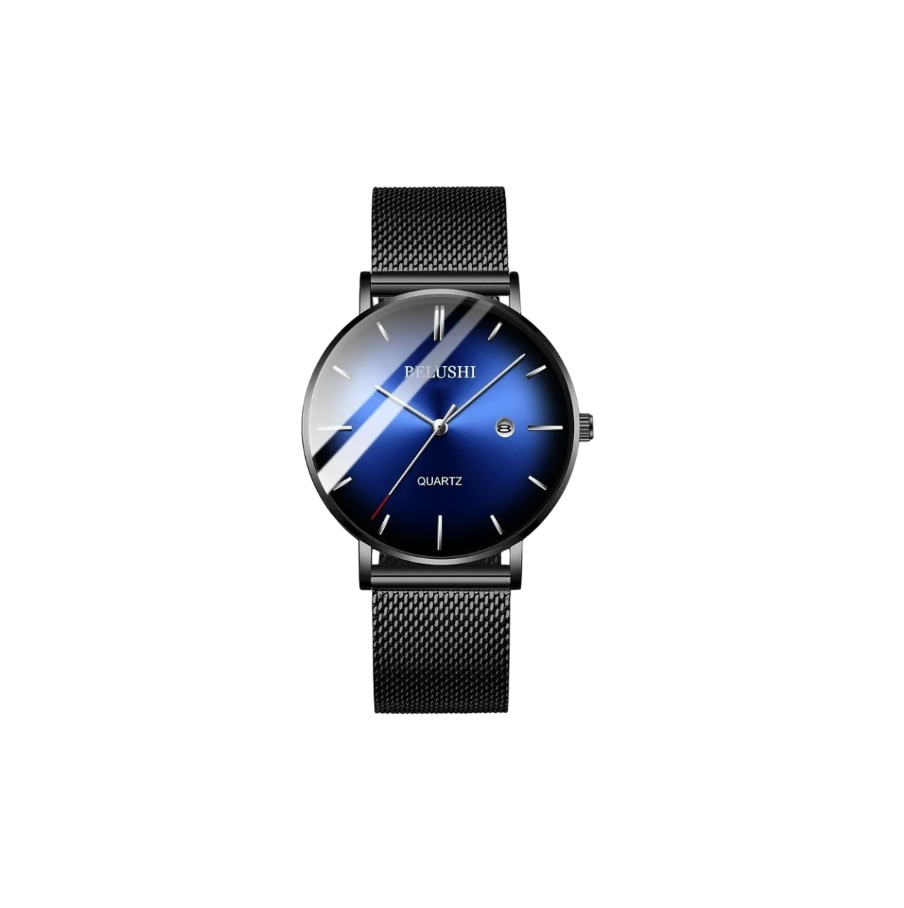 Reloj De Cuarzo Belushi Para Caballero Elegante Negro Con Azul