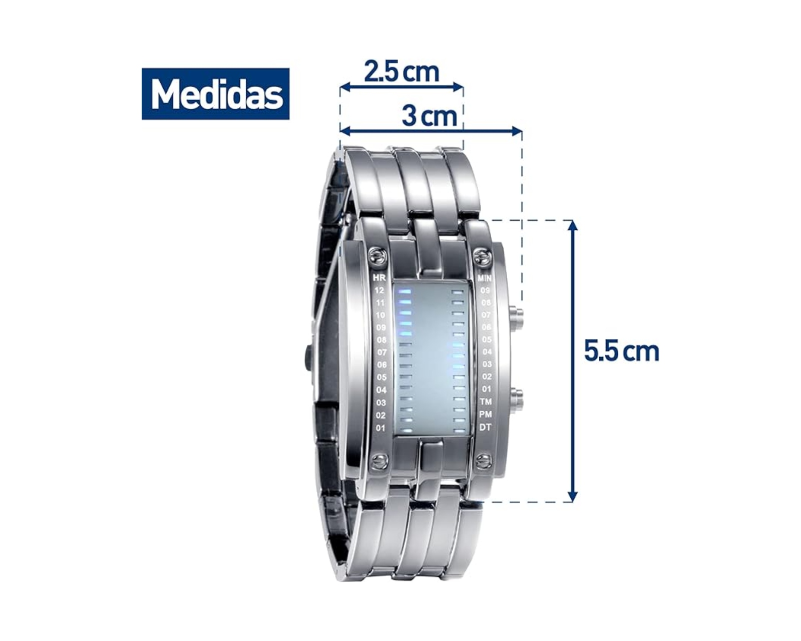 Foto 4 pulgar | Reloj Led Bluelander Binario color Plata de Acero Inoxidable Impermeable 30 Metros para Hombre