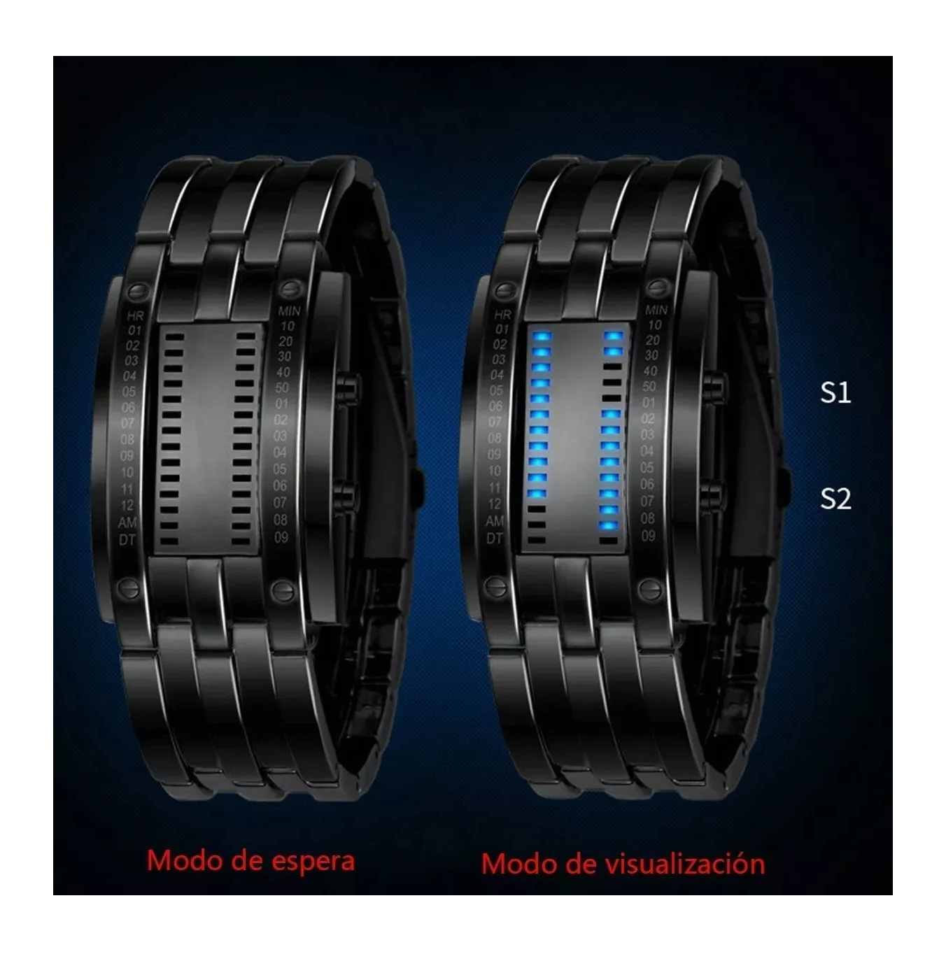 Foto 3 pulgar | Reloj Electrónico Curioso Binario Con Luz Led Elegante Negro