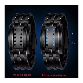 Foto 2 | Reloj Electrónico Curioso Binario Con Luz Led Elegante Negro