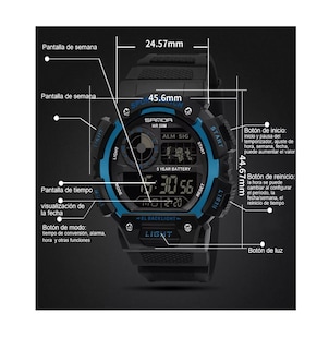 Foto 2 | Reloj de Pulsera Digital Belug Negro Impermeable para Hombre