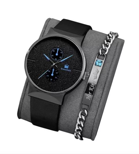 Foto 2 pulgar | Set Reloj de Cuarzo más Pulsera para Hombre