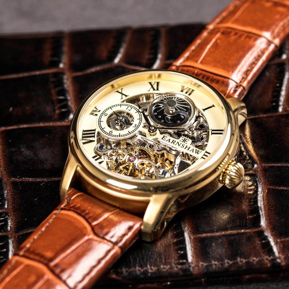 Foto 4 | Reloj de Pulsera Earnshaw Longitude Golden Champagne para Hombre