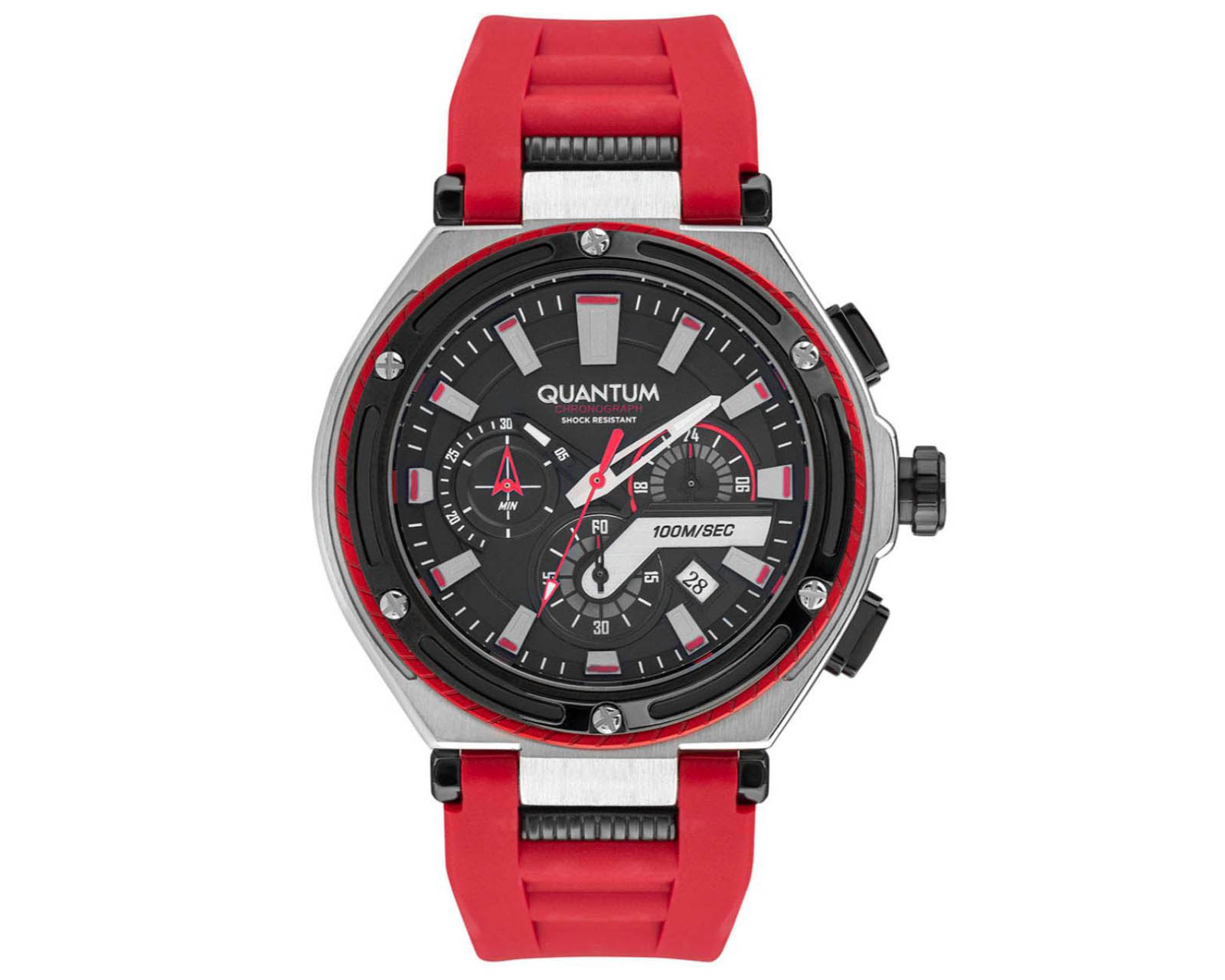 Reloj Quantum Hombre Correa Silicón Rojo Hng1010.359