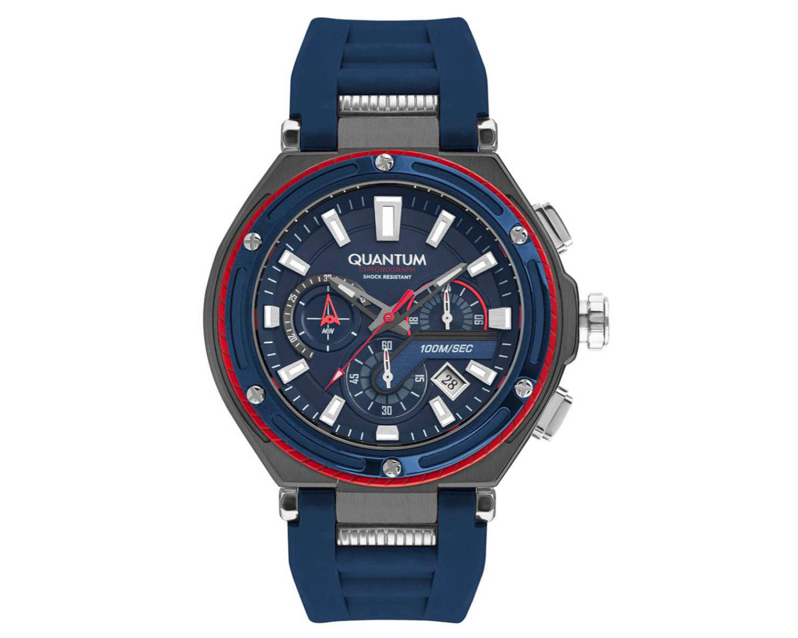 Reloj Quantum Hombre Correa Silicón Azul Hng1010.099