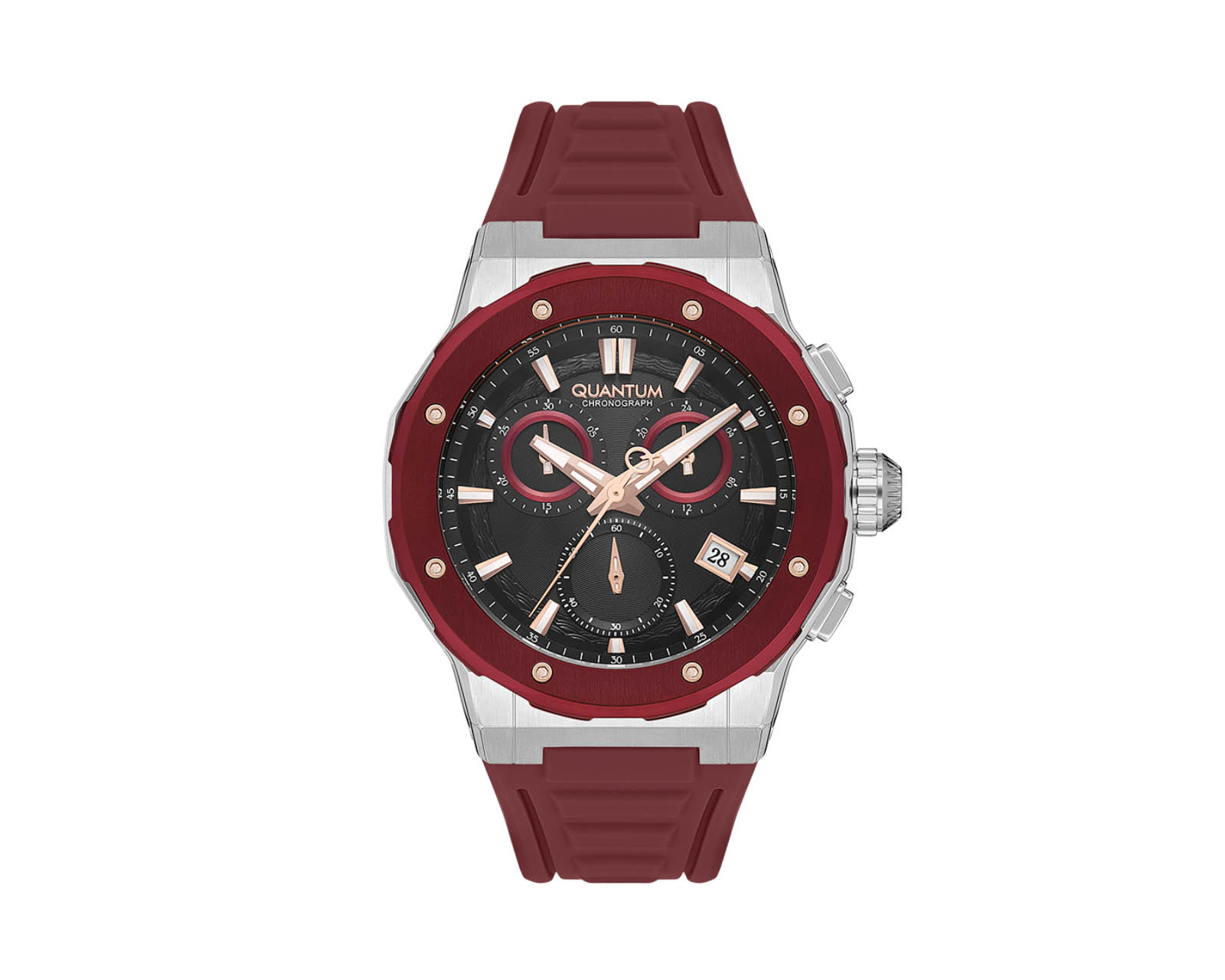 Foto 2 pulgar | Reloj Quantum Hombre Correa Silicón Rojo Hng1082.358