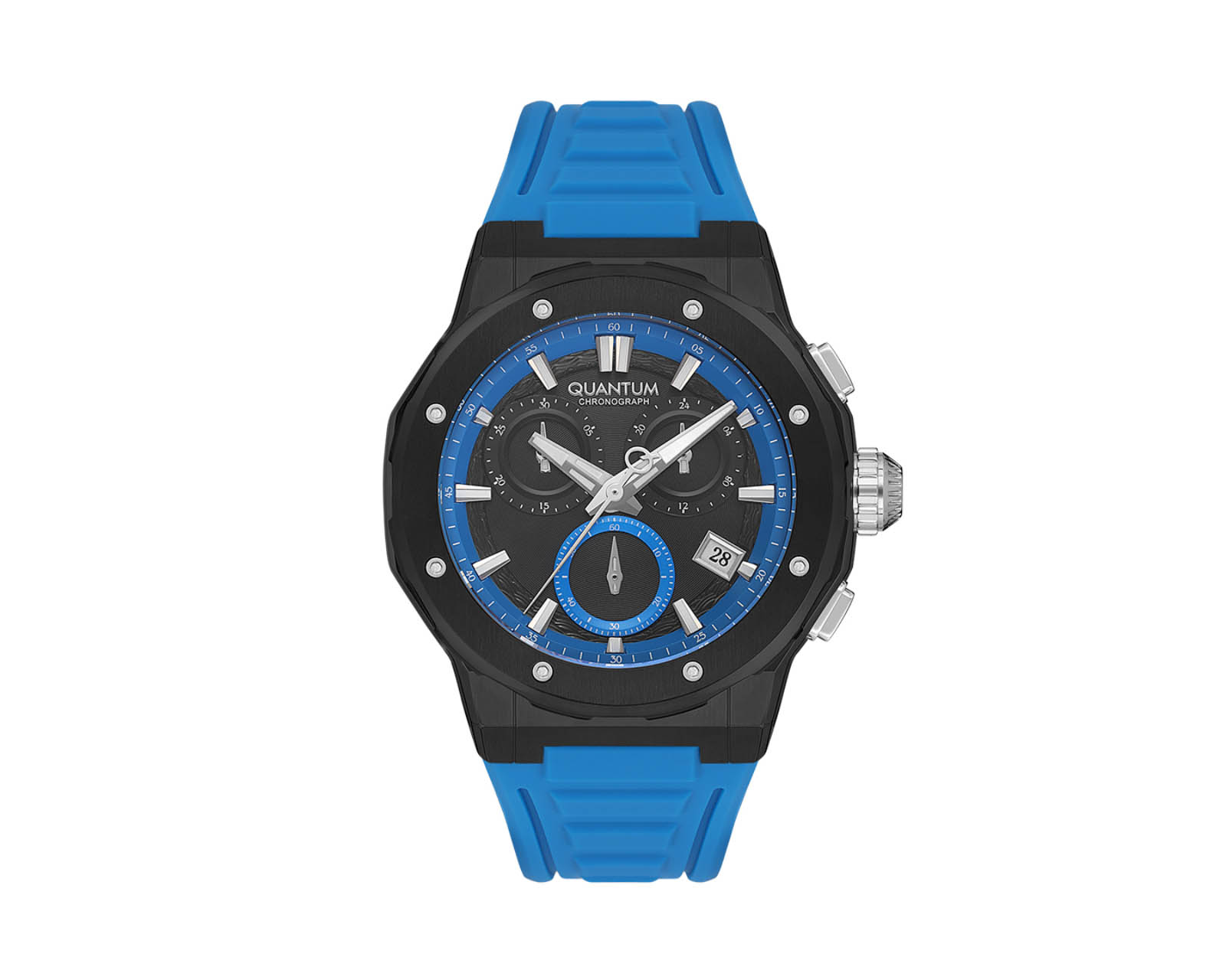 Foto 2 pulgar | Reloj Quantum Hombre Correa Silicón Azul Hng1082.357