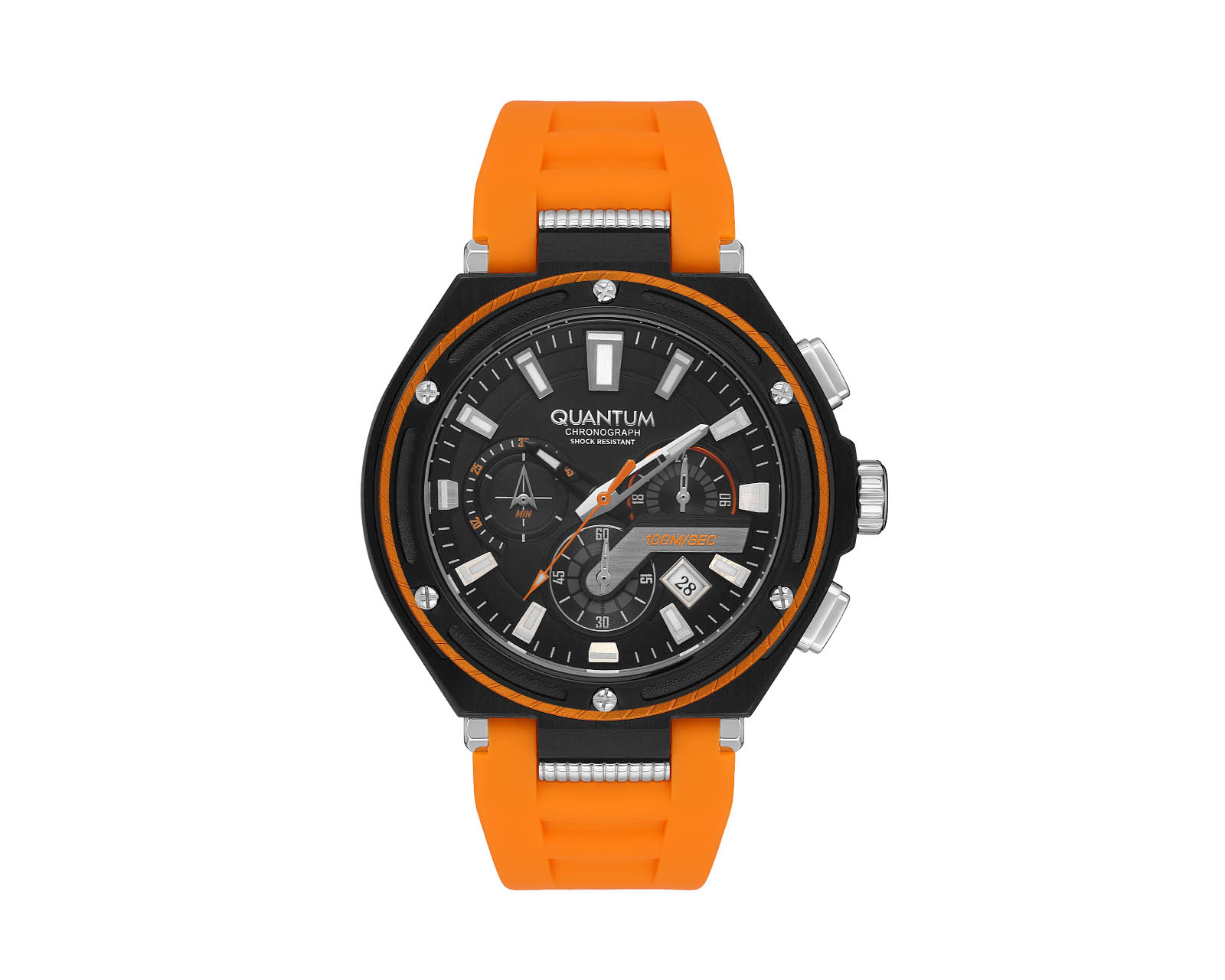 Foto 2 pulgar | Reloj Quantum Hombre Correa Silicón Naranja Hng1010.660