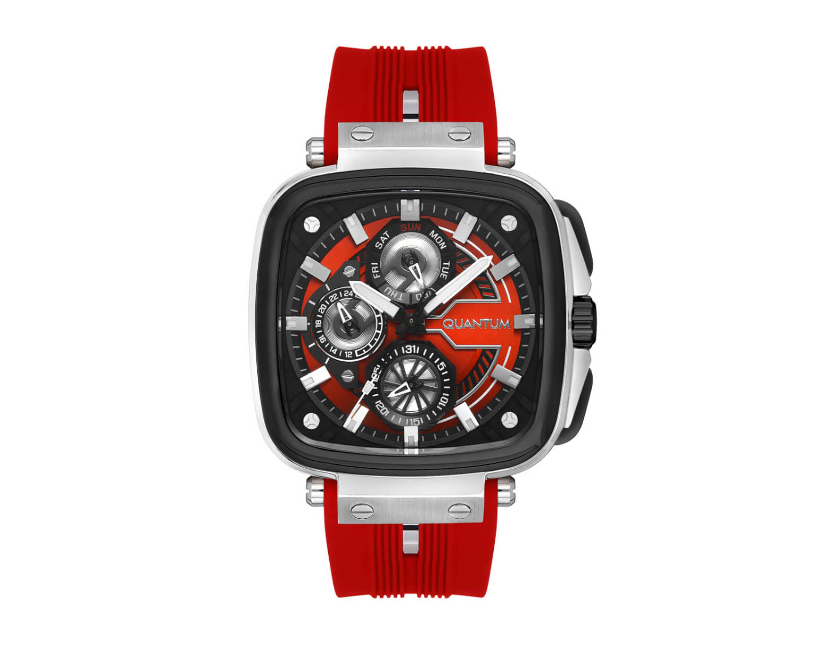 Reloj Quantum Hombre Correa Silicón Rojo Pwg1014.358