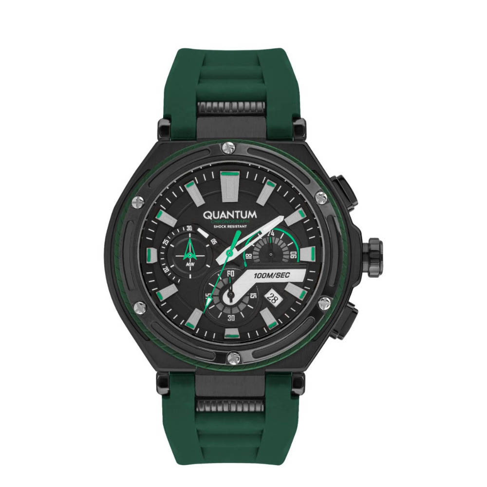 Foto 2 pulgar | Reloj Quantum Hombre Correa Silicón Verde Hng1010.656