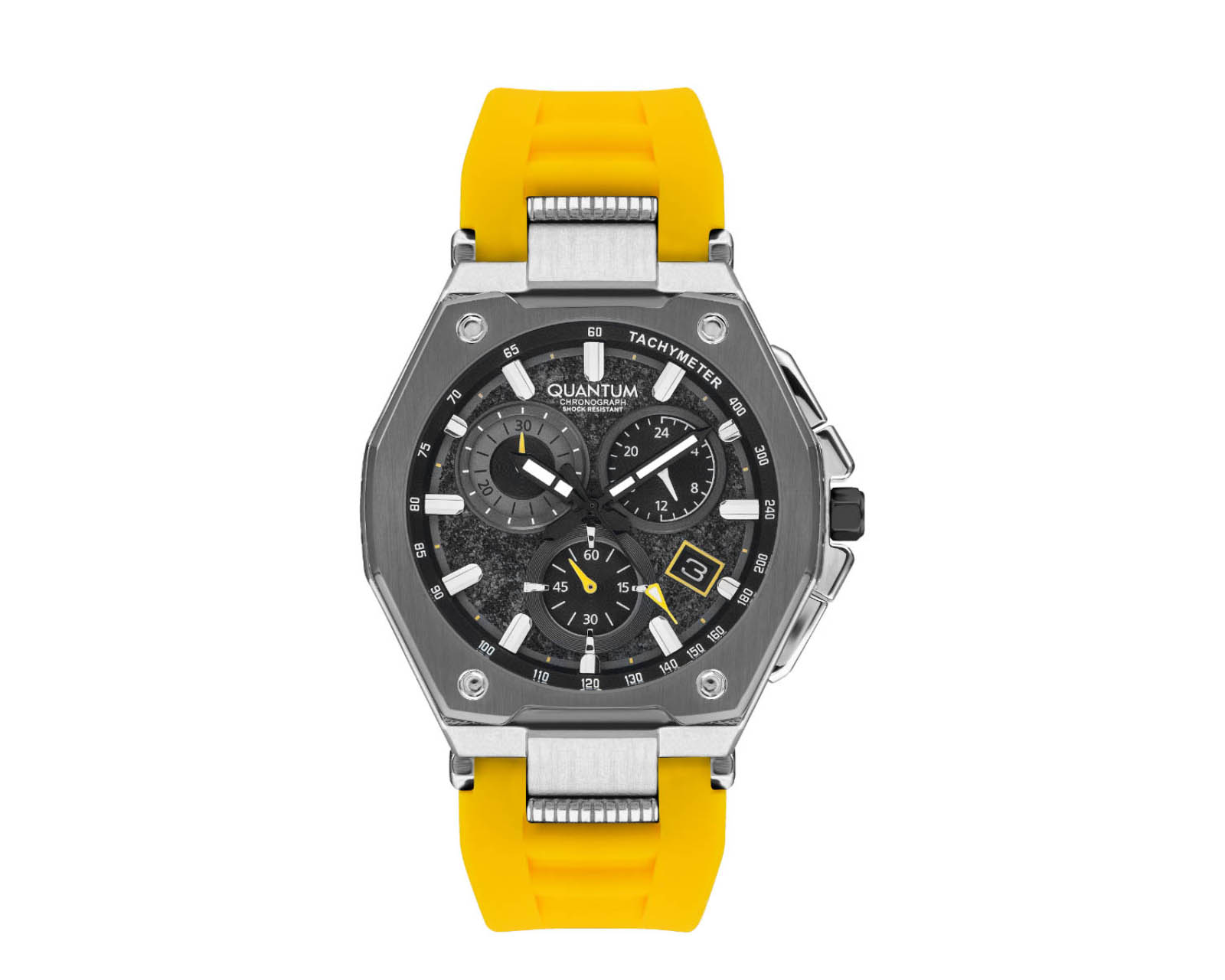 Foto 2 pulgar | Reloj Quantum Hombre Correa Silicón Amarillo Pwg1005.376