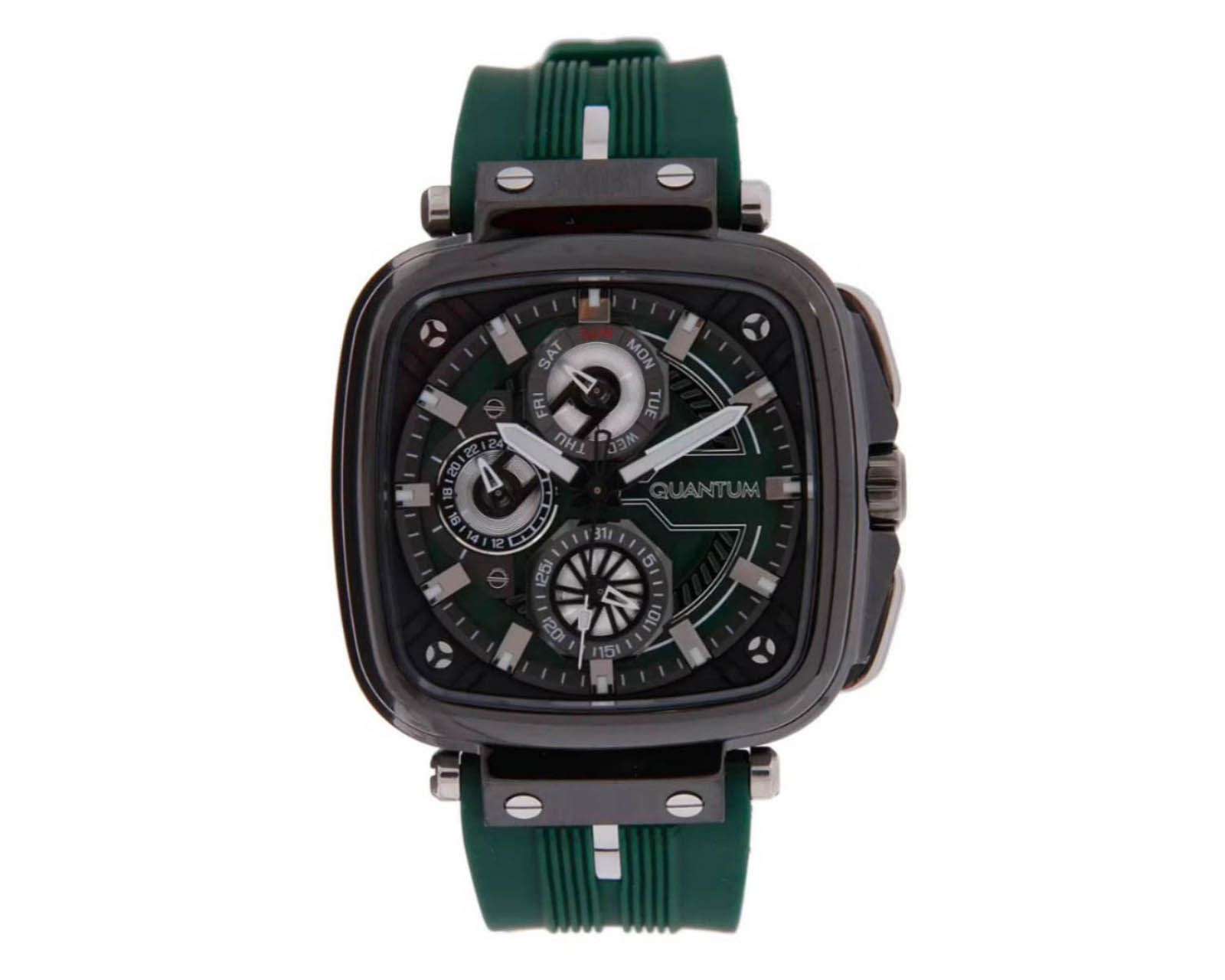 Reloj Quantum Hombre Correa Silicón Verde Pwg1014.075