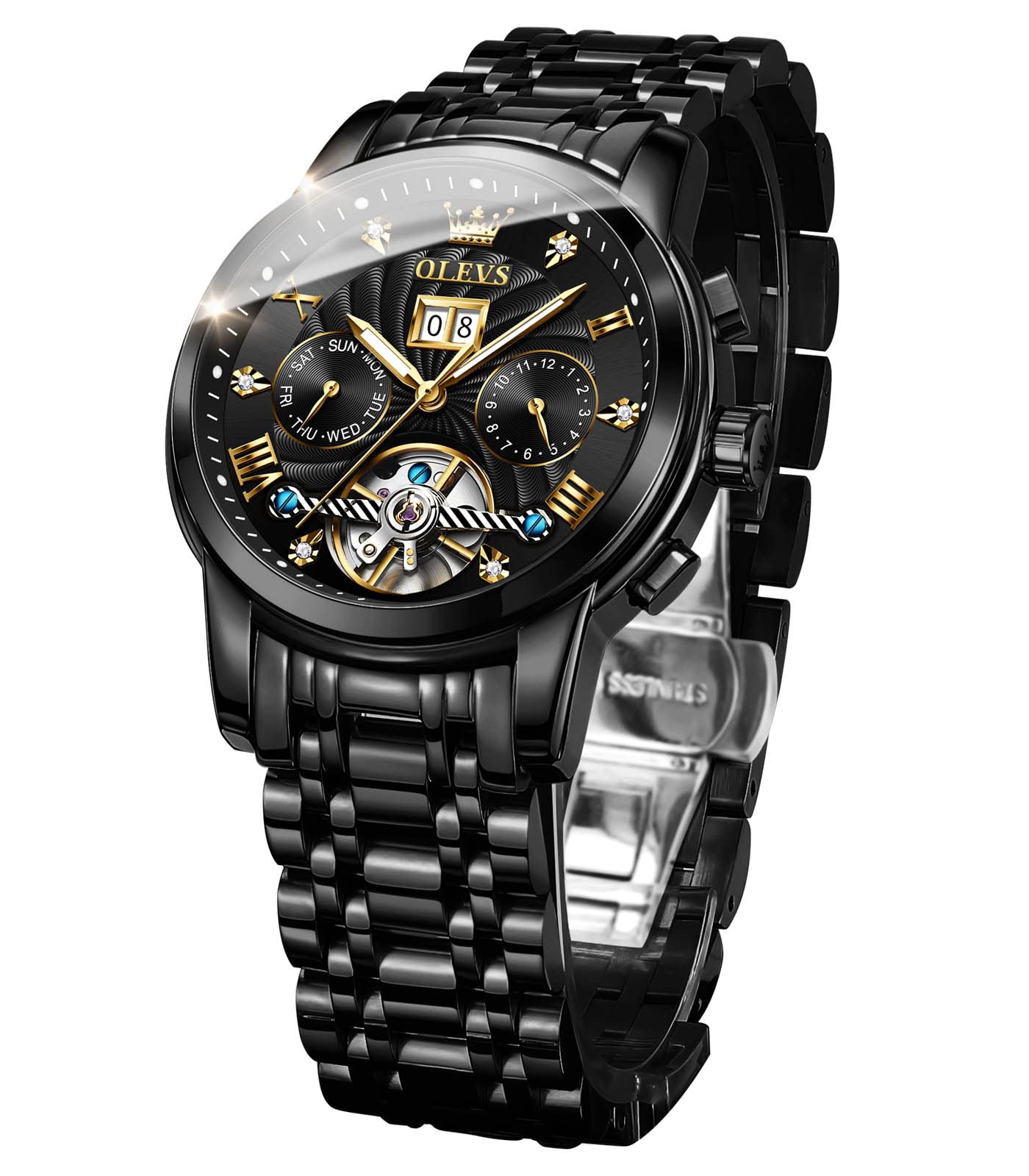 Reloj Olevs Men Automatic Skeleton Mechanical de Acero Inoxidable - Venta Internacional