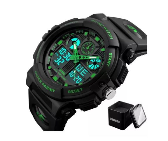 Foto 2 pulgar | Reloj Digital SKMEI Negro con Verde Tipo Militar Sport Sumergible