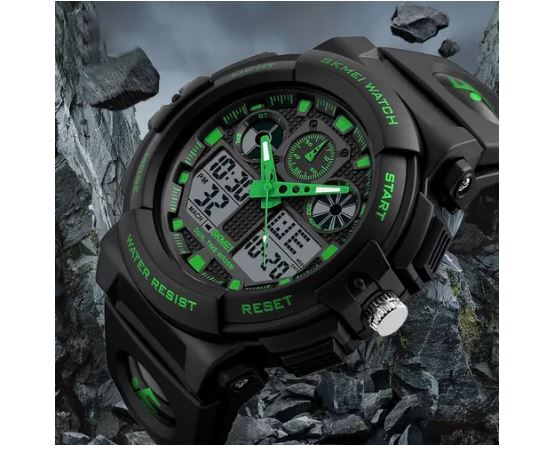 Foto 3 pulgar | Reloj Digital SKMEI Negro con Verde Tipo Militar Sport Sumergible