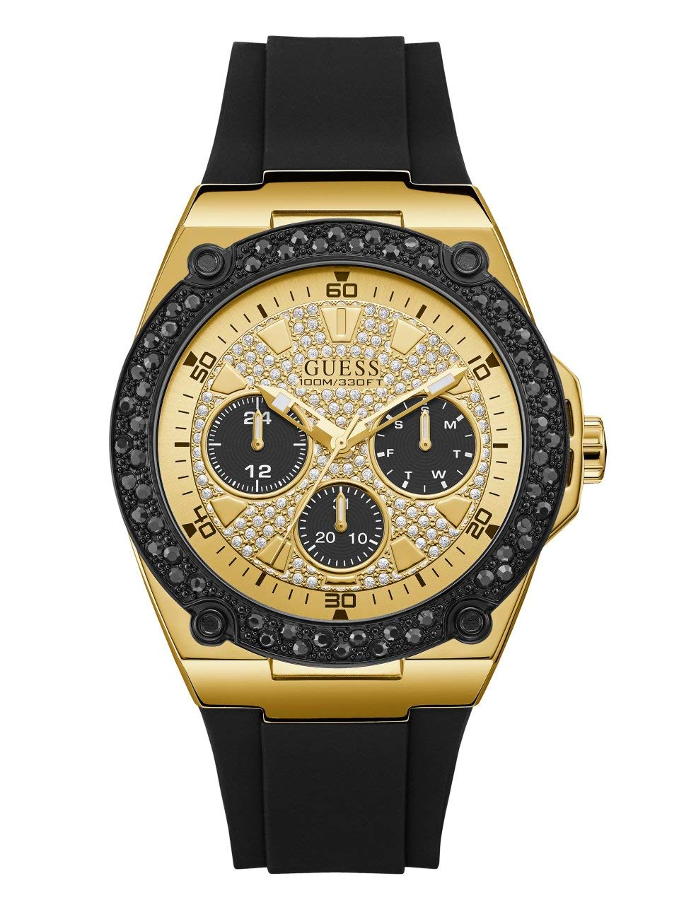 Reloj Guess Silicona Dorado con Negro - Venta Internacional