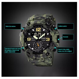 Foto 2 | Reloj de Pulsera Skmei Analógico Camuflajeado Verde