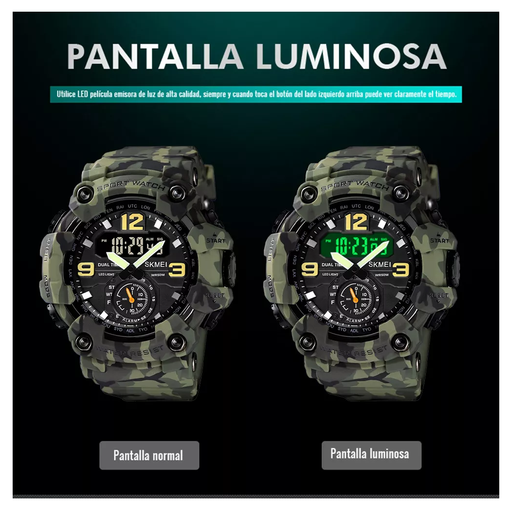 Foto 4 pulgar | Reloj de Pulsera Skmei Analógico Camuflajeado Verde