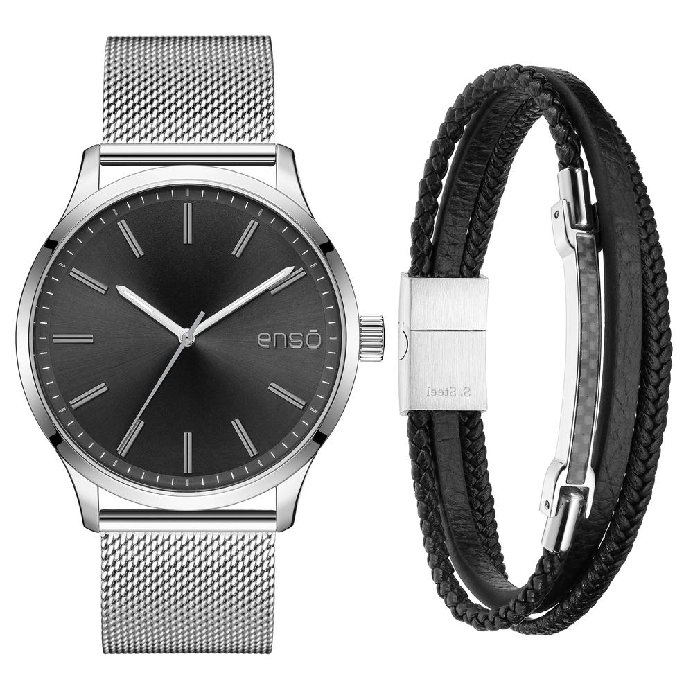 Foto 2 pulgar | Set de Reloj y Pulsera de Acero Inoxidable Enso Core EWBSG04 Plateado para Hombre